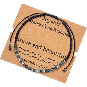 JoycuFF ملهمة مورس كود أساور تحفيزية الشجاعة عيد ميلاد عيد الشكر هدايا عيد الميلاد للنساء في سن المراهقة الفتيات صديق التفاف ستراند سوار مجوهرات مطرز لها in Kuwait