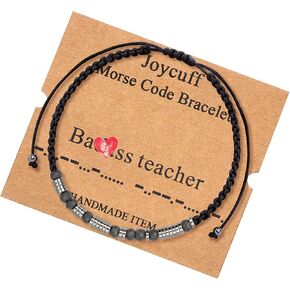 JoycuFF ملهمة مورس كود أساور تحفيزية الشجاعة عيد ميلاد عيد الشكر هدايا عيد الميلاد للنساء في سن المراهقة الفتيات صديق التفاف ستراند سوار مجوهرات مطرز لها in Kuwait