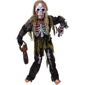 زي نيراجرون زومبي للأطفال، زي هيكل عظمي زومبي مخيف للهالوين للأطفال الذين يعيشون زي زومبي ميت مع ألعاب بالمنشار in Kuwait