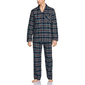 CQR Men's 100% Cotton Plaid Flannel Pajama Set, Brushed Soft Lounge & Sleep PJ Top & Bottom with Pockets