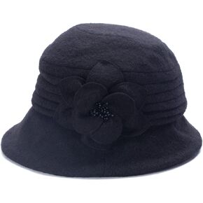 Womens Gatsby 1920s Winter Wool Cap Beret Beanie Cloche Bucket Hat A299