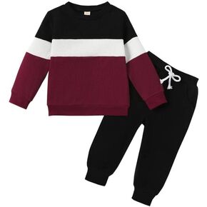 ADXSUN Kid Toddler Boy Clothes Color Block Sweatshirt and Casual Pants 2Pcs Boys Fall Winter Outfits 1-5T in Saudi Arabia