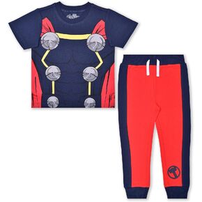 Marvel Avengers Boys’ Captain America, Thor, Hulk or Iron Man T-Shirt and Jogger Set for Toddler and Little Kids