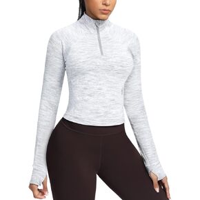 GYM RAINBOW Womens Cropped Workout Jakcets Half Zip Pullover Sweatshirt Long Sleeve Workout Shirts Athletic Tops in Kuwait