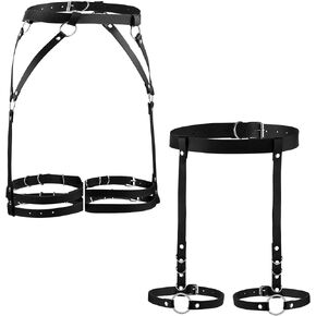 LOREMOW 2 قطعة حزام الخصر من الجلد الشرير للنساء حزام البطن والفخذ والساق سلسلة ملحقات سلسلة الجسم للنوادي الليلية in Kuwait