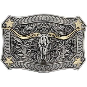Montana Silversmiths Longhorn Crest Filigree Attitude Belt Buckle