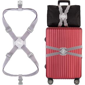 Luggage Strap, ZINZ High Elastic Suitcase Adjustable Belt Bag Bungees with Buckles and More Applications (Black Red Set)
