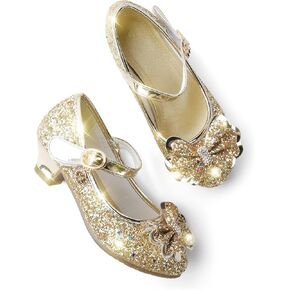 أحذية Ohlover Princess Dress Shoes للفتيات الزهرات بكعب منخفض لامع للحفلات Mary Jane