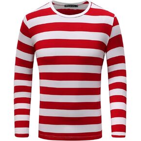 OThread & Co. Men's Long Sleeve Striped T-Shirt Basic Crew Neck Shirts
