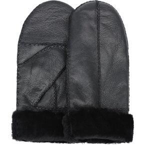 Surblue Women’s Winter Sheepskin Suede Mittens Leather Fur Premium Shearling Lambskin Lambswool