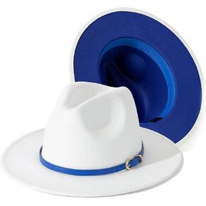 Lisianthus Women White Fedora Wide Brim Panama Hats with Color Belt Buckle in Saudi Arabia
