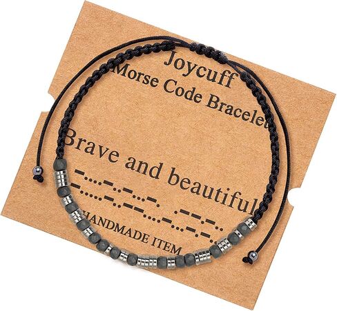 JoycuFF Inspirational Morse Code Bracelets Motivational Courage Birthday Thanksgiving Day Christmas Gifts for Women Teen Girls Friend Wrap Strand Beaded Jewelry Bracelet for Her in Kuwait