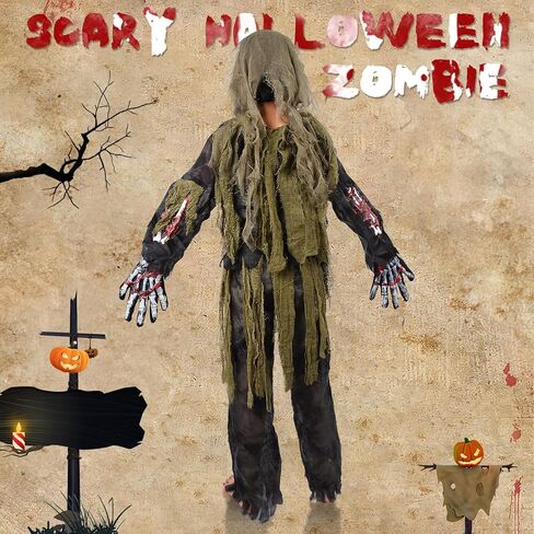 زي نيراجرون زومبي للأطفال، زي هيكل عظمي زومبي مخيف للهالوين للأطفال الذين يعيشون زي زومبي ميت مع ألعاب بالمنشار in Kuwait
