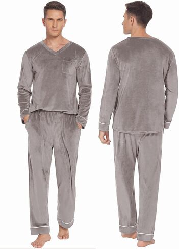 Ekouaer Couples Matching Pajamas Sets Velvet PJs Set for Men and Women Velour Long Sleeve Sleepwear S-XXL in Saudi Arabia