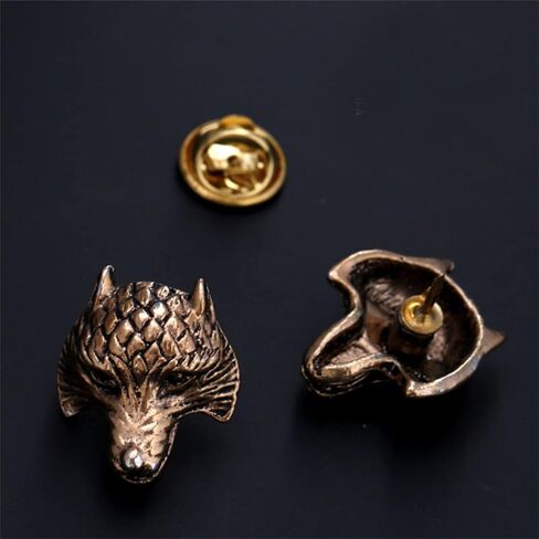 Retro Lion Animal Pin Brooch for Men Women Punk Buck Suit Tie Lapel Pin Cool Animal Bull Eagle Lion Wolf Head Collar Brooch Safety Pin Christmas Gifts in Kuwait
