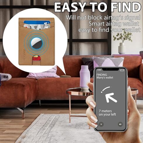 محفظة doeboe Airtag للرجال، محفظة للرجال مع حامل Airtag، محفظة بطاقات ائتمان من الجلد الطبيعي، محفظة نحيفة ثنائية الطي لتتبع نظام تحديد المواقع العالمي (GPS)، محفظة جيب أمامية صغيرة RFID [بدون علامات هوائية] in Saudi Arabia