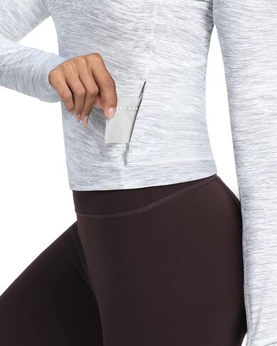 GYM RAINBOW Womens Cropped Workout Jakcets Half Zip Pullover Sweatshirt Long Sleeve Workout Shirts Athletic Tops in Kuwait