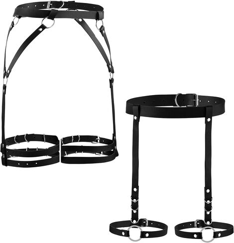 LOREMOW 2 قطعة حزام الخصر من الجلد الشرير للنساء حزام البطن والفخذ والساق سلسلة ملحقات سلسلة الجسم للنوادي الليلية in Kuwait