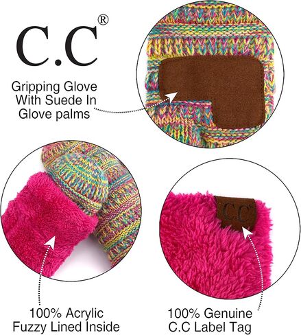 C.C Women Thick Knit Faux Fur Sherpa Fleece Lined Warm Winter Gloves Mittens (CG-36)(MT-008,25,715,816,1816,6245) in Kuwait