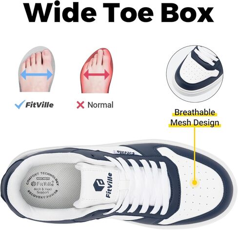 أحذية FitVille الرجالية للمشي واسعة غير قابلة للانزلاق خفيفة الوزن بعرض واسع أحذية رياضية أحذية تزلج للأقدام المسطحة والقدم المتورمة in Saudi Arabia