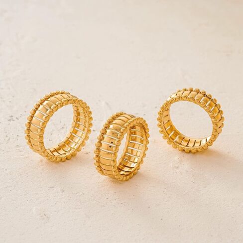 MYEARS Women Ring Gold Band 14K Gold Vacuum Filled Simple Stack Finger Jewelry Gift Size 6-8 in Kuwait