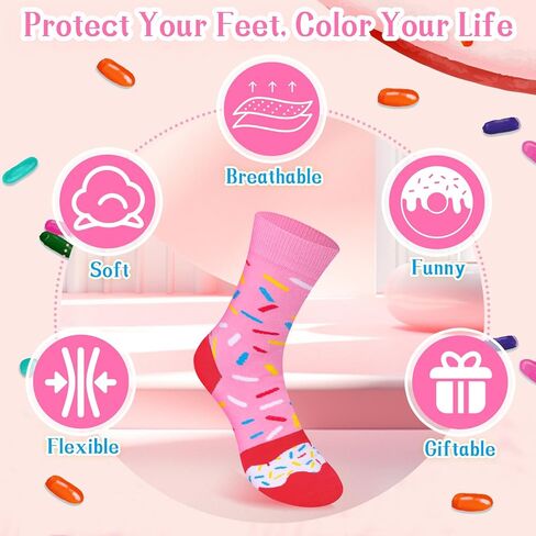 صندوق جوارب الطعام المضحك على شكل كعكة الآيس كريم من CROWDJOLLY - هدايا مبتكرة لعيد الميلاد وعيد الحب للنساء والفتيات المراهقات in Kuwait