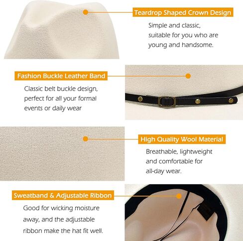 قبعة Lisianthus النسائية ذات حافة واسعة من الصوف فيدورا بنما مع إبزيم حزام in Kuwait