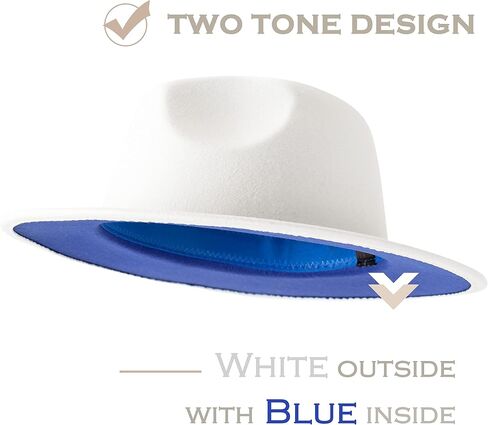 Lisianthus Women White Fedora Wide Brim Panama Hats with Color Belt Buckle in Kuwait