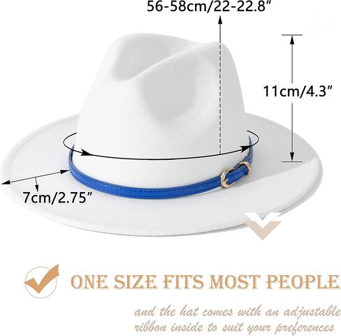 Lisianthus Women White Fedora Wide Brim Panama Hats with Color Belt Buckle in Kuwait