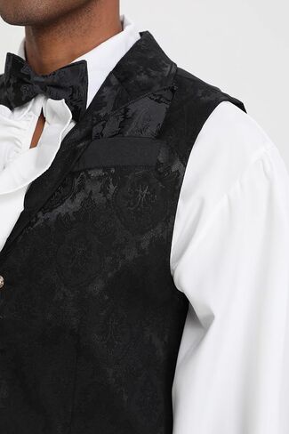 سترة بدلة رجالي من Cenne Des Graoom سترات فيكتورية زهرية بيزلي صدرية Steampunk قوطي وربطة عنق مربعة للجيب in Kuwait