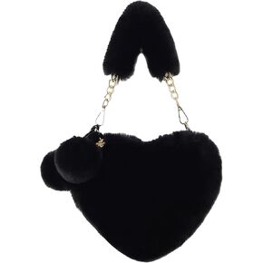 BIBDOO Furry Heart Shaped Purse for Women Cute Girls Shoulder Bag Crossbody Handbag in Saudi Arabia