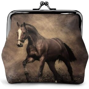 Running Horse Leather Coin Purse Small Kiss-Lock Change Pouch Clasp Closure Buckle Wallet for Women Girl in Kuwait