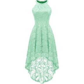 Dressystar Women's Halter Floral Lace Cocktail Party Dress Hi-Lo Bridesmaid Dress