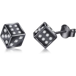 PHNIBIRD Mens Earrings Stud Dice Shape Mens Square Earrings Hypoallergenic Stud Earrings Fashion Dainty 8mm for Father Son or Cool Girl in Kuwait