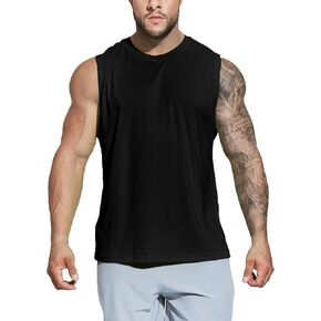MIER Men's UPF 50+ Sleeveless Workout Swim Shirts Quick Dry Running Tank Tops UV Protection Muscle Tees