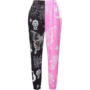 Amuver Women's Boho Hippie Harem Pants High Smocked Waist Printed Patchwork Sweatpants Yoga 90S Goth Baggy Casual Trousers in Saudi Arabia
