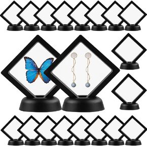 BALLETBYM 20 علبة عرض إطار عائم ثلاثي الأبعاد، حوامل عرض العملات المعدنية، إطارات عائمة سوداء ثلاثية الأبعاد لحلق قلادة سوار، ميدالية AA، أصداف، حفريات، أحجار كريمة، معادن، صخور in Kuwait