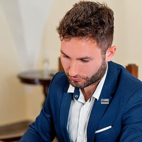 HAFILO دبوس معدني صغير مستطيل على شكل علم الشرطة الأمريكية، دبوس رفيع باللون الأزرق، دبوس كبير لدعم إنفاذ القانون in Kuwait