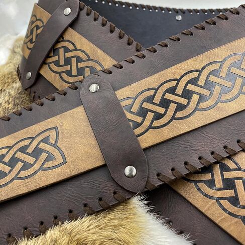 حزام عريض منقوش من HiiFeuer Viking، حزام فارس المرتزقة من الجلد الصناعي من العصور الوسطى، من أجل Ren Faire LARP Cosplay للهالوين in Kuwait