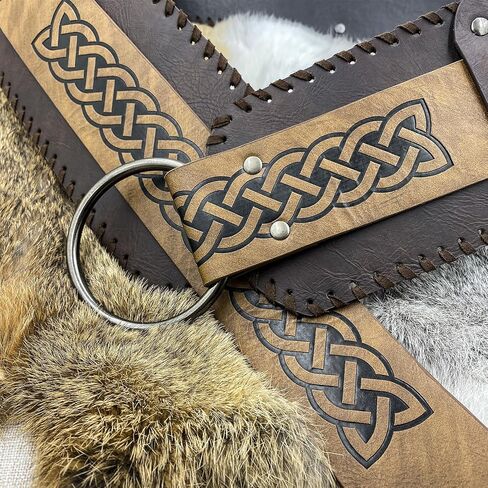 حزام عريض منقوش من HiiFeuer Viking، حزام فارس المرتزقة من الجلد الصناعي من العصور الوسطى، من أجل Ren Faire LARP Cosplay للهالوين in Kuwait