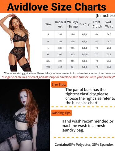 Avidlove Sexy Lingerie for Women Garter Lingerie Set High Waist Lingerie Underwire(Black,M in Saudi Arabia