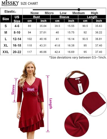 Missky Women V Neck Wrap Dress Casual Ruffle Slit Midi Dress High Waist Flowy Swing Cocktail Dress in Saudi Arabia