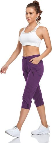 GymBrave Women's Hiking Cargo Pants Quick Dry Outdoor Camping Capris Water Resistant UPF 50 with Zipper Pockets in Saudi Arabia