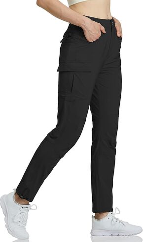 GymBrave Women's Hiking Cargo Pants Quick Dry Outdoor Camping Capris Water Resistant UPF 50 with Zipper Pockets in Saudi Arabia