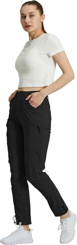 GymBrave Women's Hiking Cargo Pants Quick Dry Outdoor Camping Capris Water Resistant UPF 50 with Zipper Pockets in Saudi Arabia