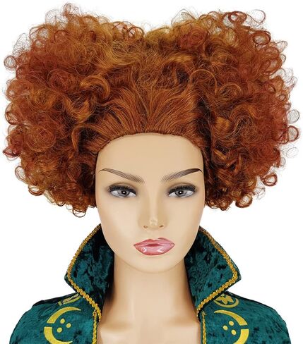 شعر مستعار ميلديسو وينيفريد ساندرسون، شعر مستعار بني لزي ساندرسون، شعر مستعار قصير للنساء من أجل Hocus Pocus Sanderson Sisters، شعر مستعار لطيف للحفلات M120BR1 in Kuwait