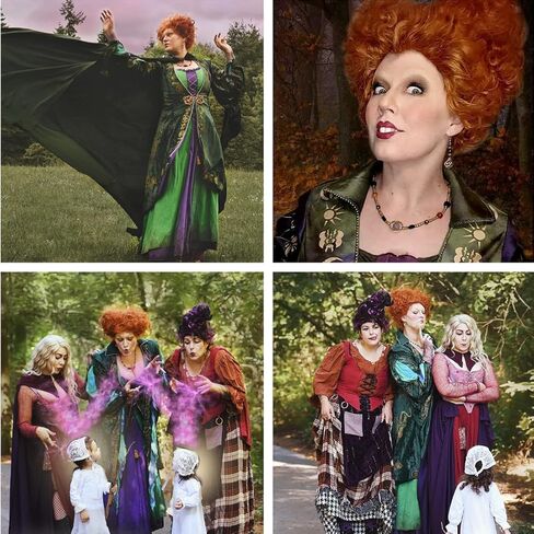 شعر مستعار ميلديسو وينيفريد ساندرسون، شعر مستعار بني لزي ساندرسون، شعر مستعار قصير للنساء من أجل Hocus Pocus Sanderson Sisters، شعر مستعار لطيف للحفلات M120BR1 in Kuwait