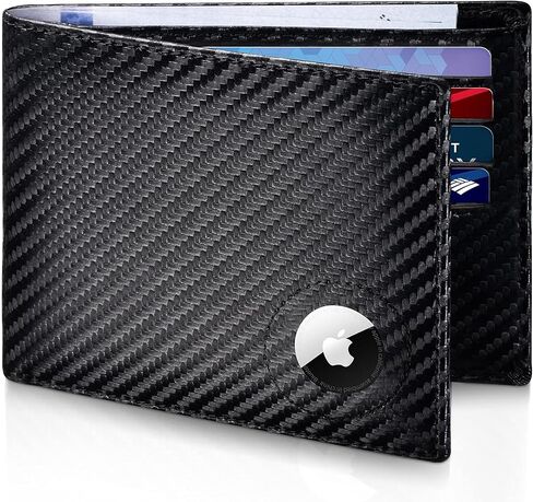 محفظة رجالية لـ Apple AirTag، محفظة RFID تحجب الحد الأدنى من الجيب الأمامي، محفظة كبيرة ثنائية الطي للرجال تحجب RFID مع نوافذ لبطاقة الهوية in Kuwait