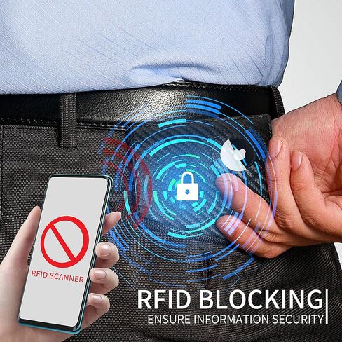 محفظة رجالية لـ Apple AirTag، محفظة RFID تحجب الحد الأدنى من الجيب الأمامي، محفظة كبيرة ثنائية الطي للرجال تحجب RFID مع نوافذ لبطاقة الهوية in Kuwait