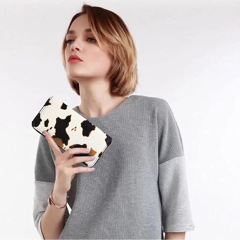 Nabegum Cow Print Wallet Cow Stuff Gifts for Women Ladies Slim Purse Credit Card Holder in Saudi Arabia